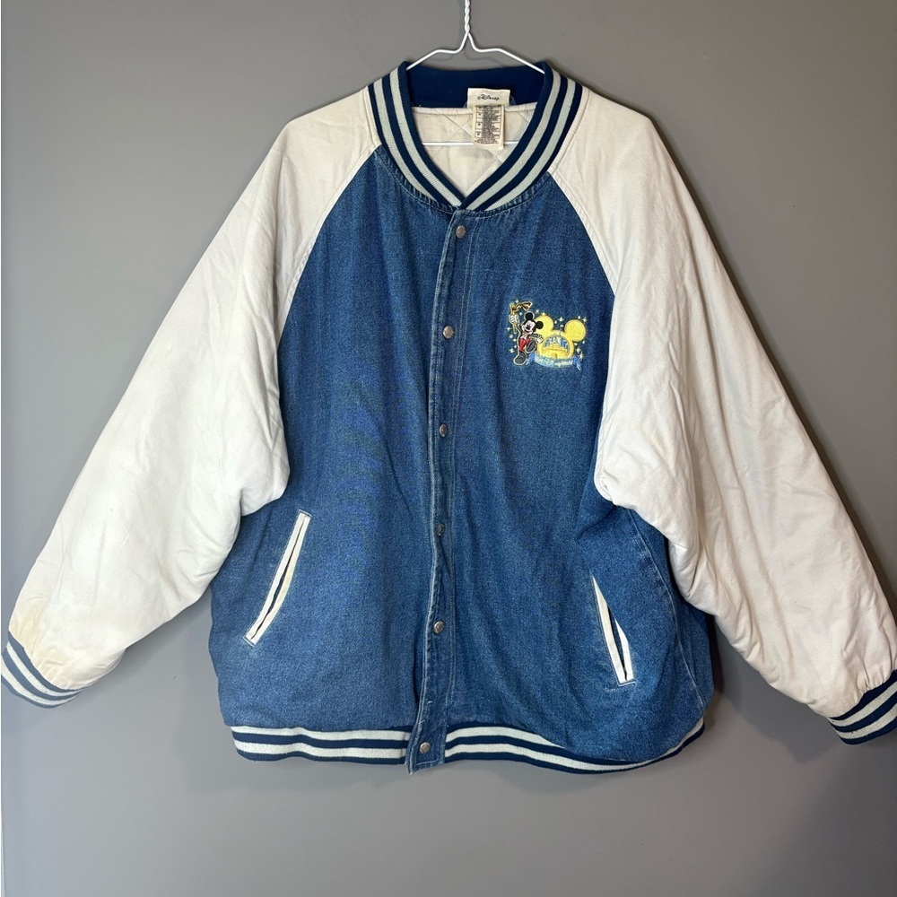 Walt Disney World Denim Jacket M Adult Happiest Celebration Earth Blue Gray Coat